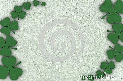 St Patricks day background. Shamrocks over a light green background. Decoration for St. Patrick's Day Stock Photo