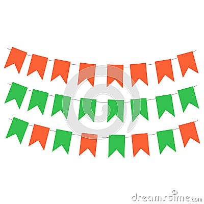 St Patricks Day. Garland with irish flags Vector Illustration