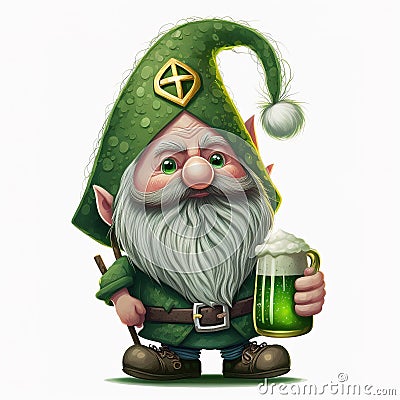 St. Patricks Day Gnome With Beer Mug Stock Photo