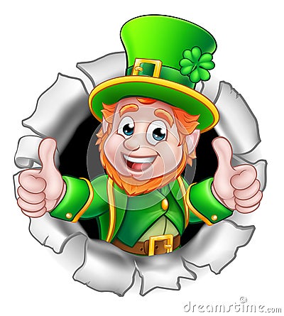 St Patricks Day Leprechaun Breaking Background Vector Illustration