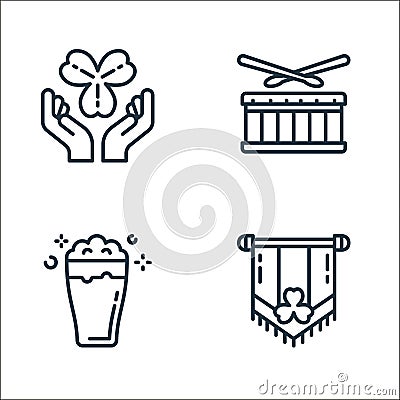 st patricks day line icons. linear set. quality vector line set such as pint, pint, drum Vector Illustration