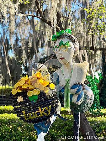 St. Patricks Day Lucky Statue, female Stock Photo
