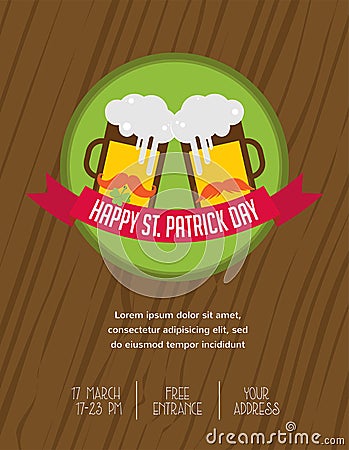 St. Patricks day pub and party invitation Vector Illustration