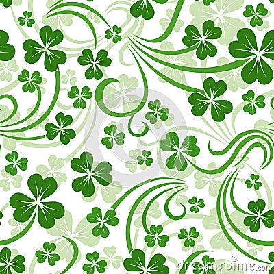 Vector seamless background with shamrock. Vector Illustration