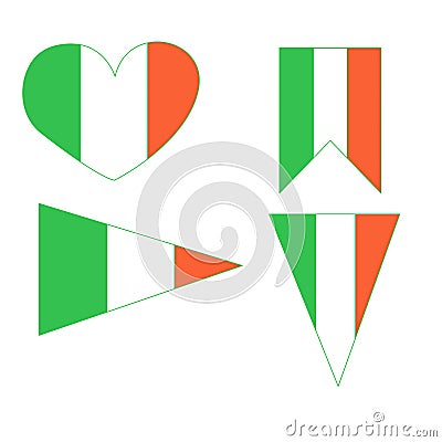 St Patricks Day. Set with irish flags Vector Illustration