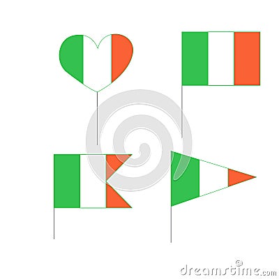 St Patricks Day. Set with irish flags Vector Illustration