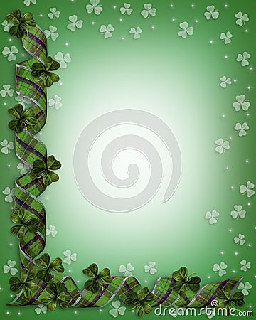 St Patricks Day Shamrocks Border Stock Photo