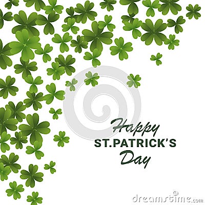 st patricks day square banner clover gradient located on the left side Vector Illustration