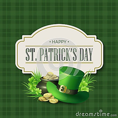 St. Patricks Day vintage holiday badge design. Vector illustration Vector Illustration