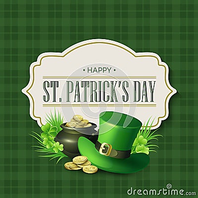 St. Patricks Day vintage holiday badge design. Vector illustration Vector Illustration