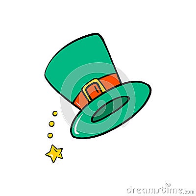 St Patricks green hat. Vector Patrick day cartoon illustration isolated on white background. Vector Illustration