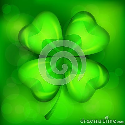 St Patricks lucky clover leaf on green. Vector illustration. Vector Illustration