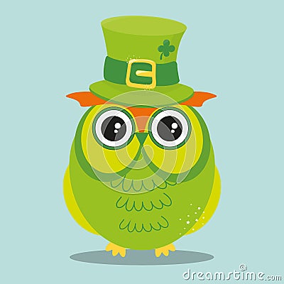 st patrik owls with hat 02 Vector Illustration