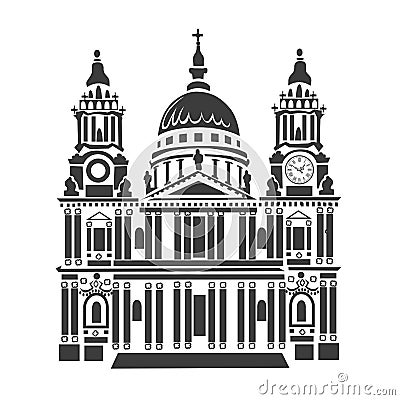 St Paul Cathedral in London Vector Illustration