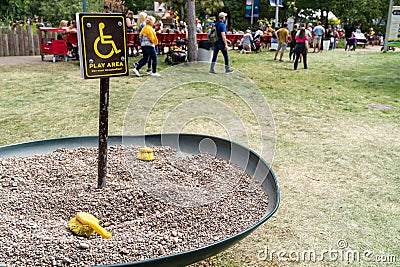 Gravel pit play area, handicap accessible, for kids to use their imagination Editorial Stock Photo