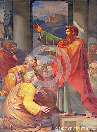 St. Paul preaching Stock Photo