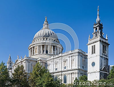 St Paul's Cathedral above the trees Stock Photo