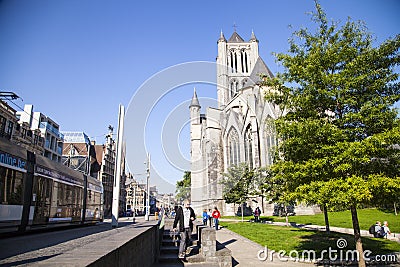 St. Pauls Cathedral Bavo in Ghent Editorial Stock Photo