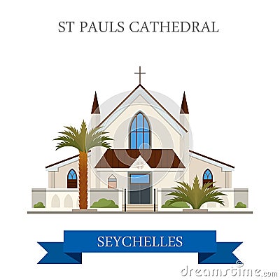 St Paul's Cathedral Victoria Seychelles Flat histo Vector Illustration