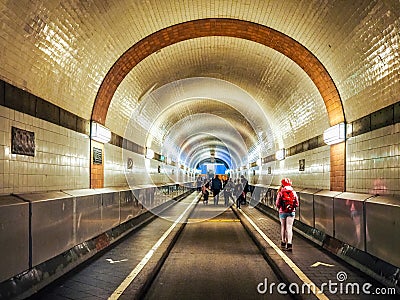 St Pauli Elbtunnel (St Pauli Elbe Tunnel) in Hamburg hdr Editorial Stock Photo