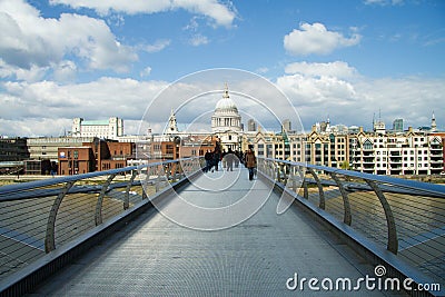 St Pauls cathedral from the Millennium Bridge Editorial Stock Photo