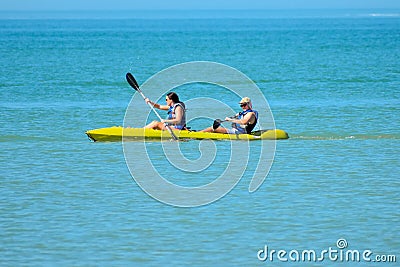 Couple practice kayaking around the St. Pete Beach 4 Editorial Stock Photo