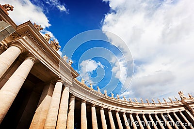 St. Peter's Basilica colonnades, columns in Vatican City. Editorial Stock Photo