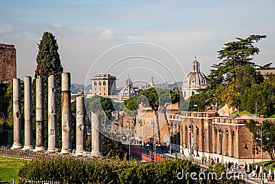 St Peter's Basilica dome across the Italian skyline in Rome Stock Photo