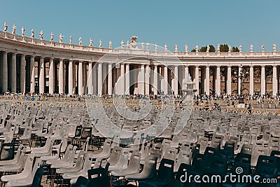 St. Peter`s Square in the Vatican on a sunny day Editorial Stock Photo