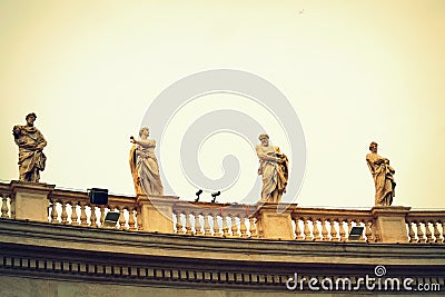 St. Peter square saints statues Vatican Editorial Stock Photo