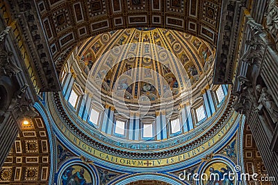 St Peters Basilica ceiling -Basilica di San Pietro Editorial Stock Photo