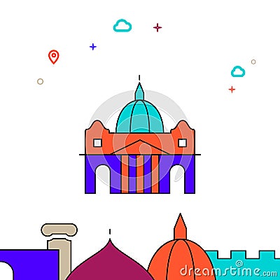 St. Peters Basilica, Rome filled line icon, simple illustration Vector Illustration
