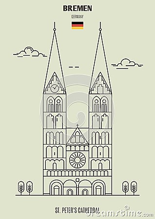 St. Peters Cathedral in Bremen, Germany. Landmark icon Vector Illustration