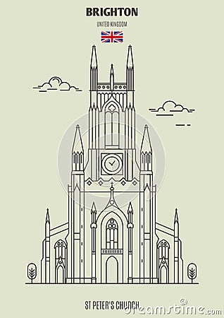 St Peters Church in Brighton, UK. Landmark icon Vector Illustration