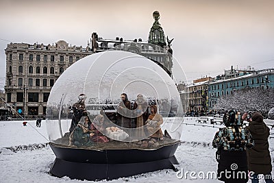 St. Petersburg, Christmas Nativity Scene Editorial Stock Photo