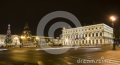 St. Petersburg, Christmas tree on Isaacievskaya square Editorial Stock Photo