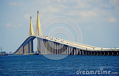 St Petersburg, Florida, U.S.A - September 27, 2019 - The view of the Bob Graham Sunshine Skyway Bridge during a sunny day Editorial Stock Photo