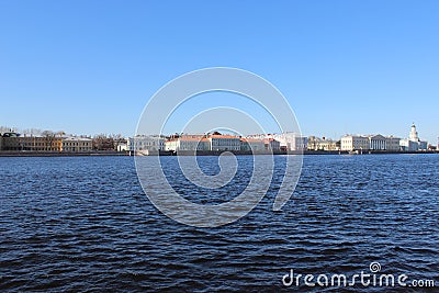 St. Petersburg panorama of the quay and Kunstkamera Stock Photo