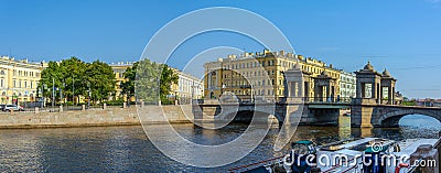 St. Petersburg, panoramic view of the Lomonosov Bridge Editorial Stock Photo