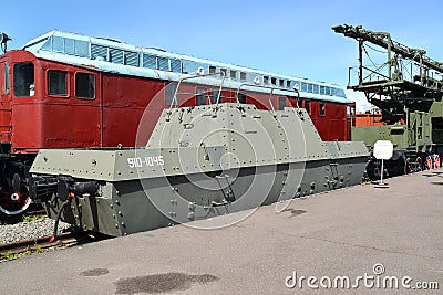 ST. PETERSBURG, RUSSIA. Armored Bay two-axis costs No. 911-045 at the platform Editorial Stock Photo