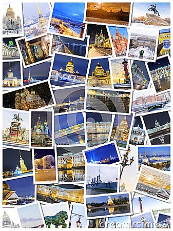 St. Petersburg. Russia collage of winter photos of St. Petersburg Stock Photo