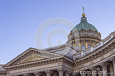 Elements of the architecture of the Kazan Cathedral Editorial Stock Photo