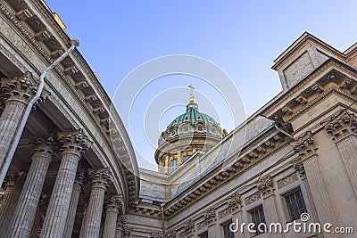 Elements of the architecture of the Kazan Cathedral Editorial Stock Photo