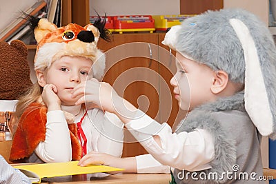 ST. PETERSBURG, RUSSIA - DECEMBER 28: Festively dressed children are engaged in kindergarten,RUSSIA - DECEMBER 28 2016. Editorial Stock Photo