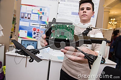 Children`s engineering competition of inventions Editorial Stock Photo