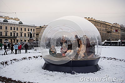 St. Petersburg, Christmas Nativity Scene Editorial Stock Photo