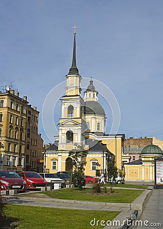 St. Petersburg, church of Anna Prophetess and Simenon Editorial Stock Photo