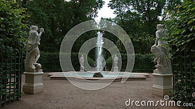Fountain and female antique statues in the Summer Garden Editorial Stock Photo