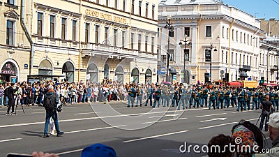 St. Petersburg, Russia-June 12, 2019. Flower festival . Nevsky prospect. Many people came to the festival Editorial Stock Photo