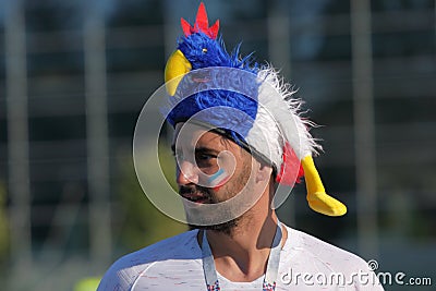 French football fan in Saint Petersburg during FIFA World Cup Russia 2018 Editorial Stock Photo